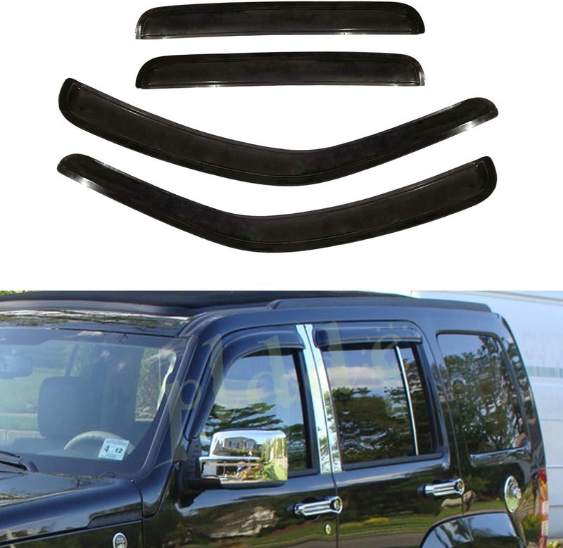 PLDDE Rain Guards Compatible with 2008-2013 Jeep Liberty KK Side Window Visor Wind Deflector Vent Visors Car Accessories Tape-On 4pcs - Image 1